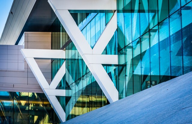 Architectural details of the Convention Center in Baltimore, Maryland